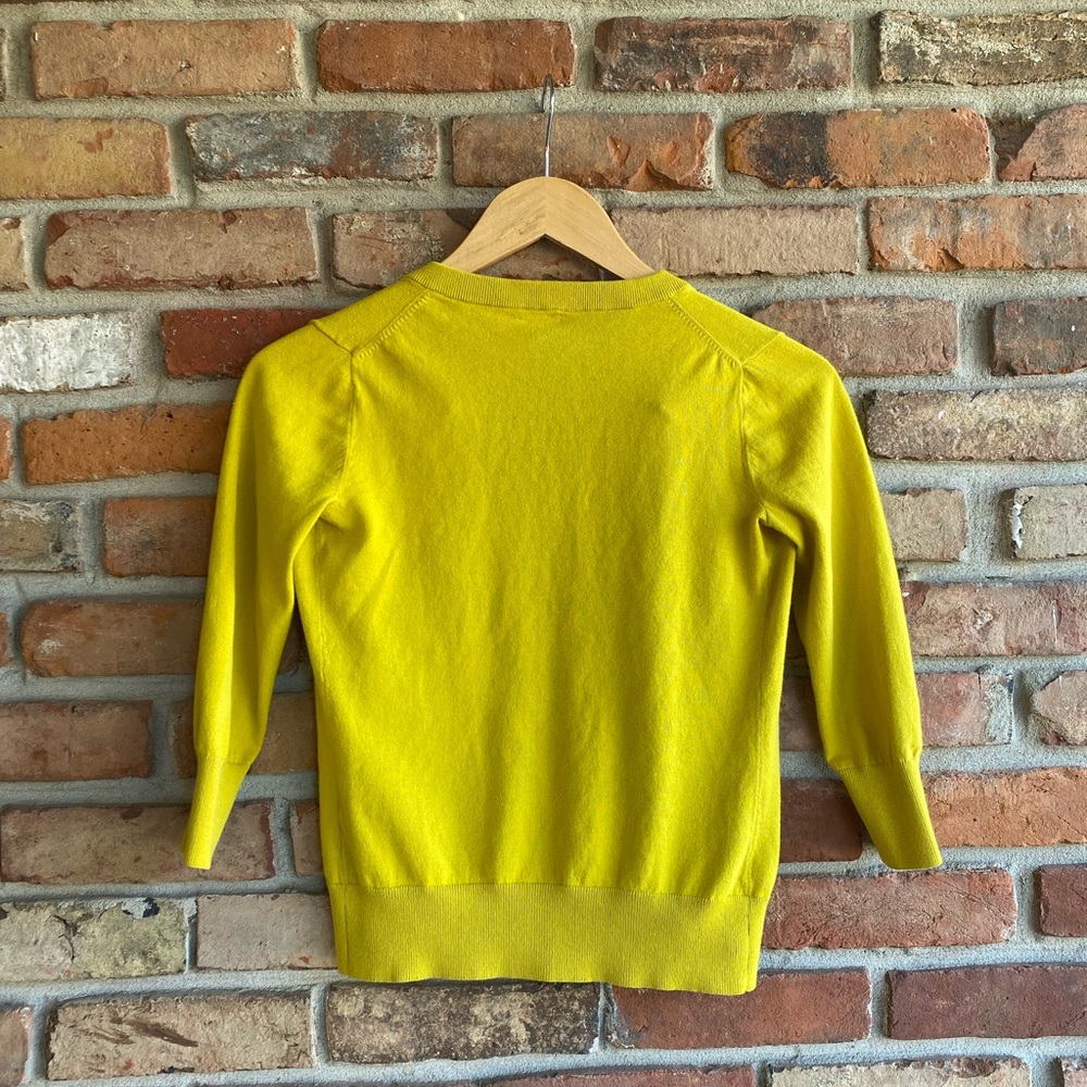J.Crew Women’s XXS Yellow Crewneck Button Cardigan Sweater - Picture 4 of 5